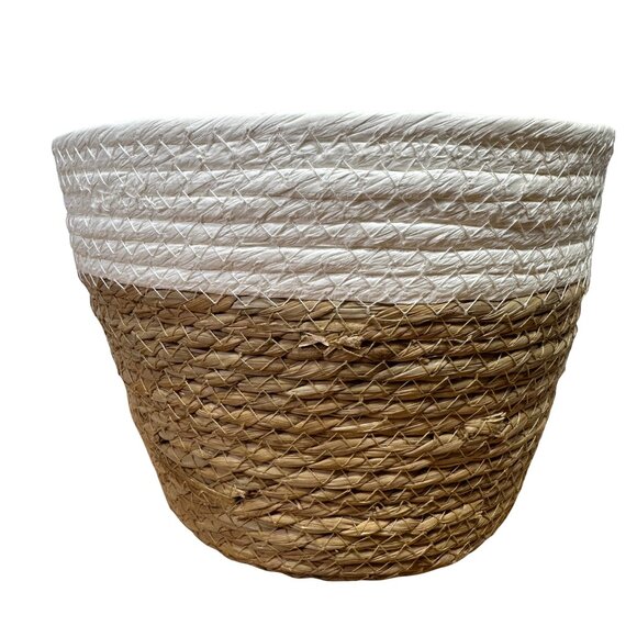 Set of 4 Seagrass & White Woven Plant Baskets – Indoor Planters | NWT - Picture 2 of 8